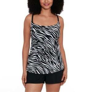 Longitude Animal Print Ruffle Shortini Swimsuit Long Torso 22